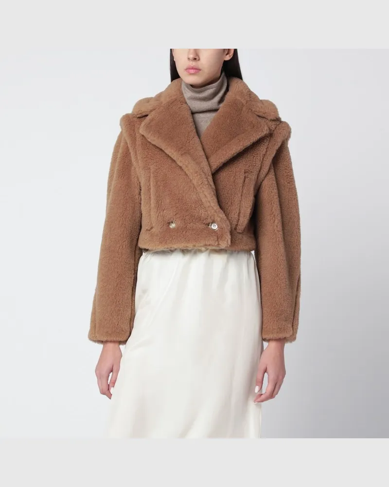 Max Mara Kurzer Teddy-Mantel in Camel Beige