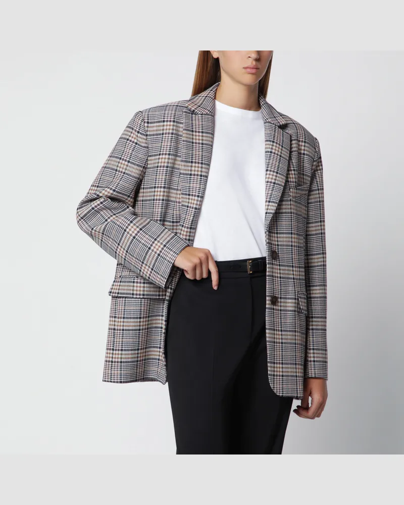 Anine Bing Einreihiger Blazer mit Karomuster Beige