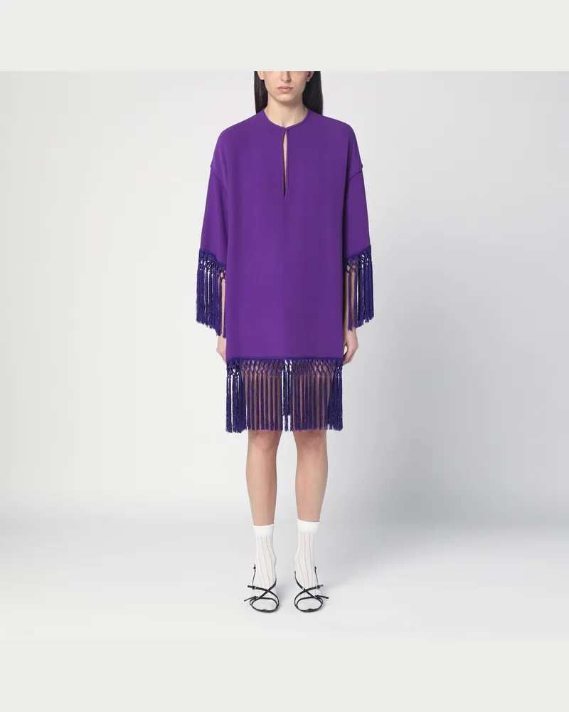 Valentino Garavani Lila Kleid aus Seide mit Fransen Purple