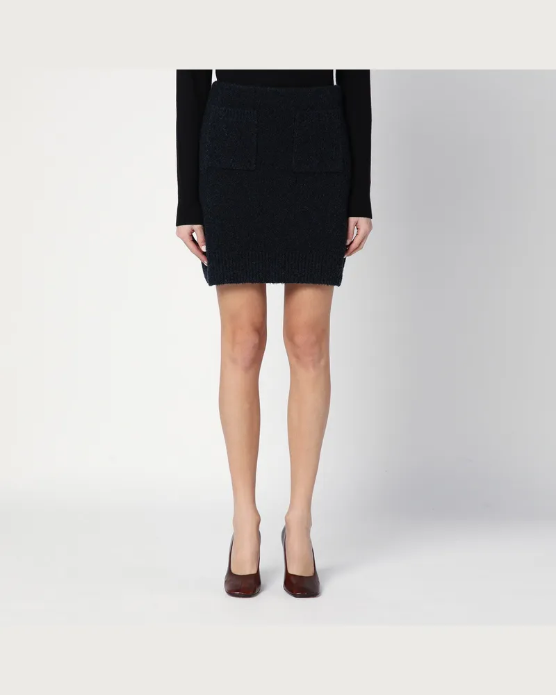 Bottega Veneta Marineblauer Minirock aus Bouclé-Wollgemisch Blue