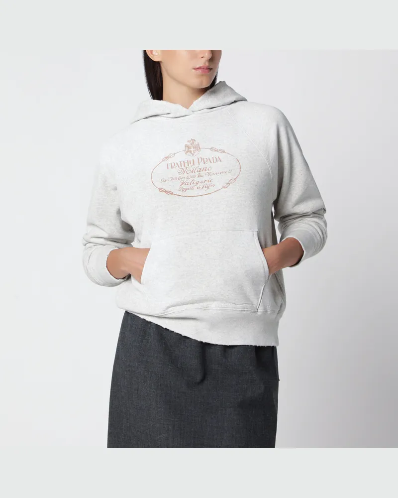 Prada Light grey mélange hooded sweatshirt Beige