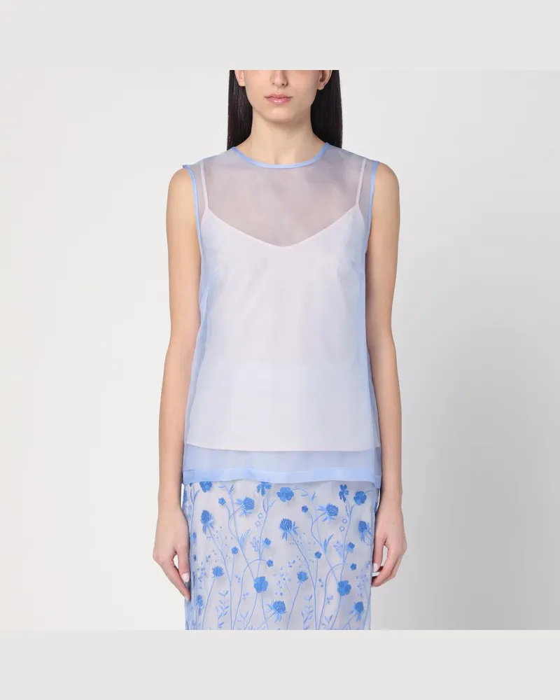 P.A.R.O.S.H. Himmelblaues Tanktop aus Seide Blau