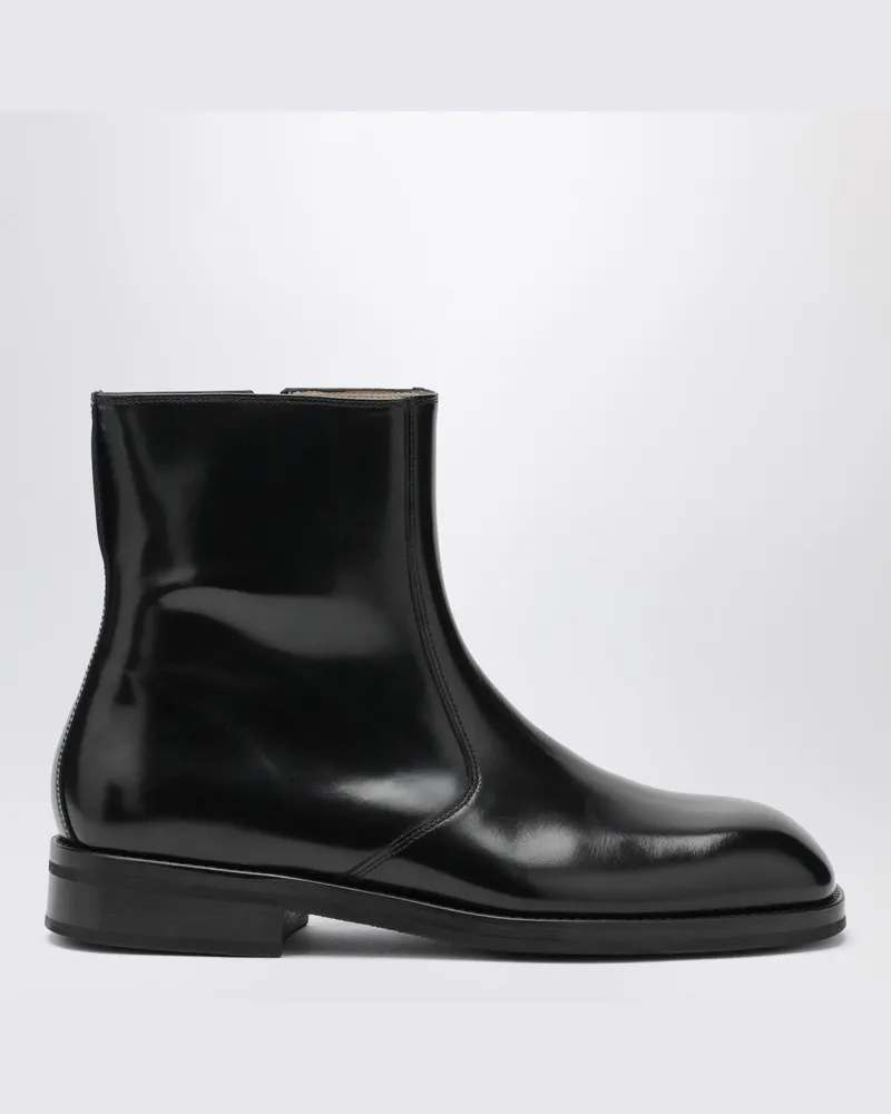 Christophe Lemaire Schwarze Lederstiefeletten Schwarz