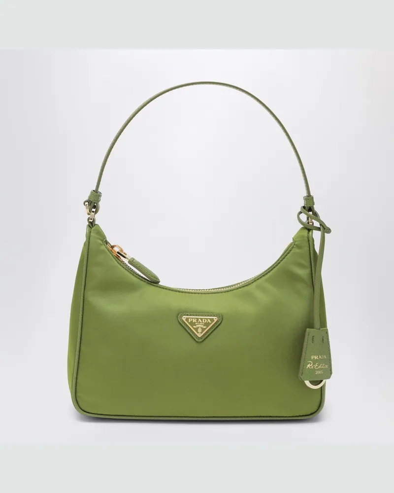 Prada Mini Re-Edition 2005 Tasche aus efeugrünem Re-Nylon und Saffiano Green