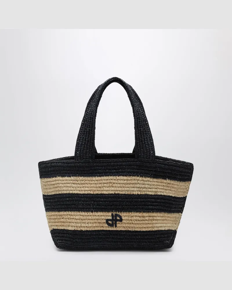 Patou Trapez PM Shoppingtasche aus Raffia Blue