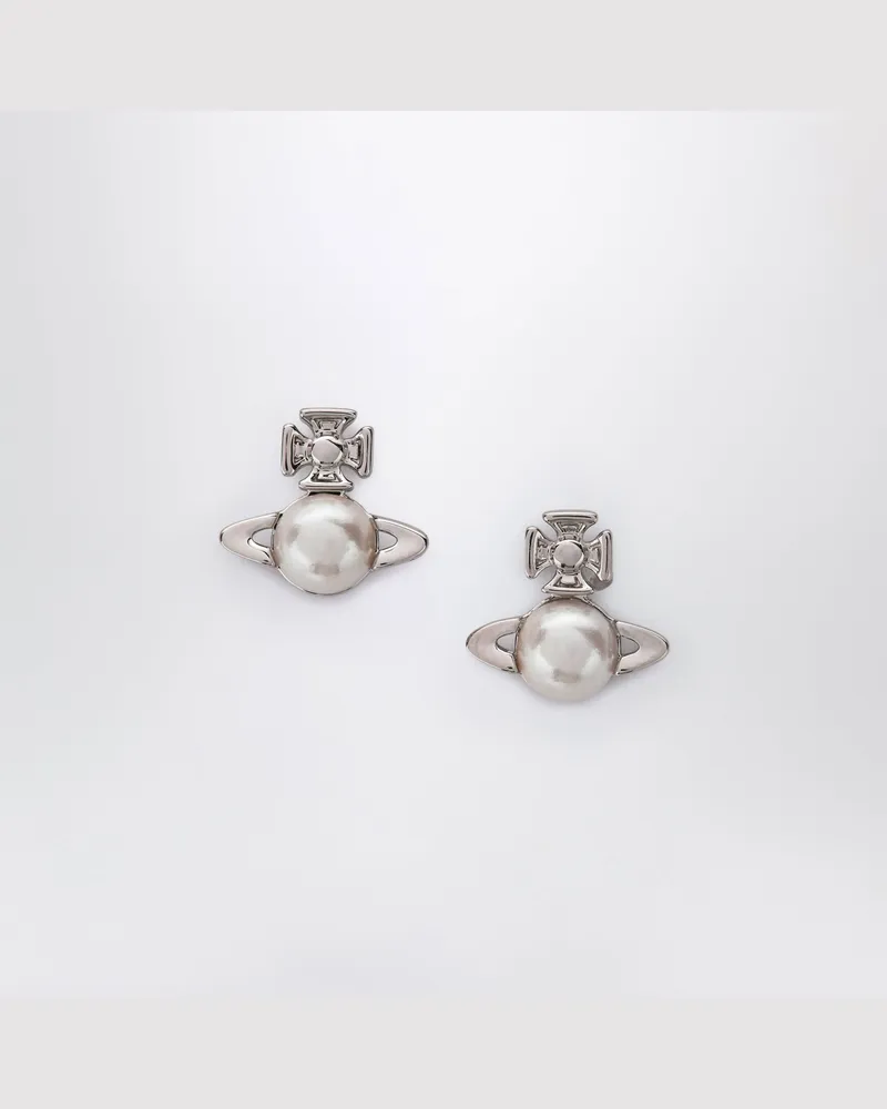 Vivienne Westwood Silberne Balbina-Ohrringe mit Perle Metal