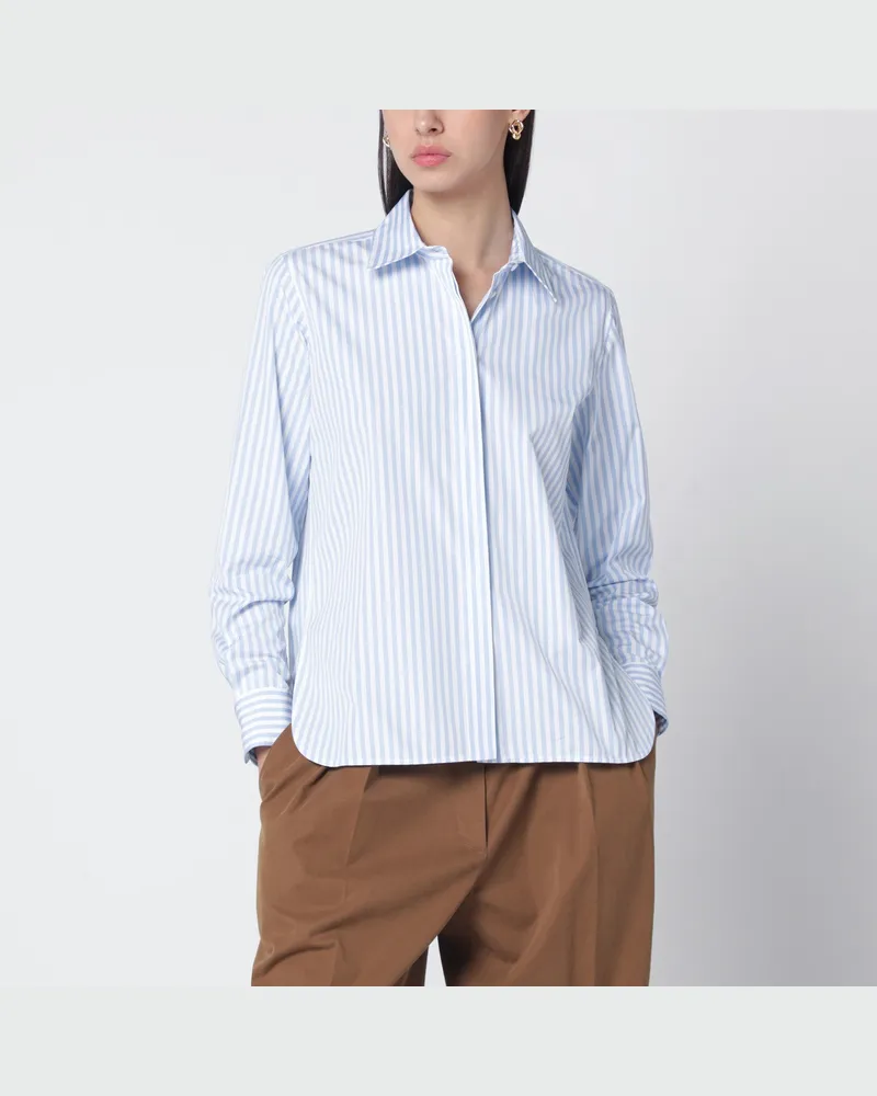 Max Mara Weiß/hellblau gestreiftes Hemd Light