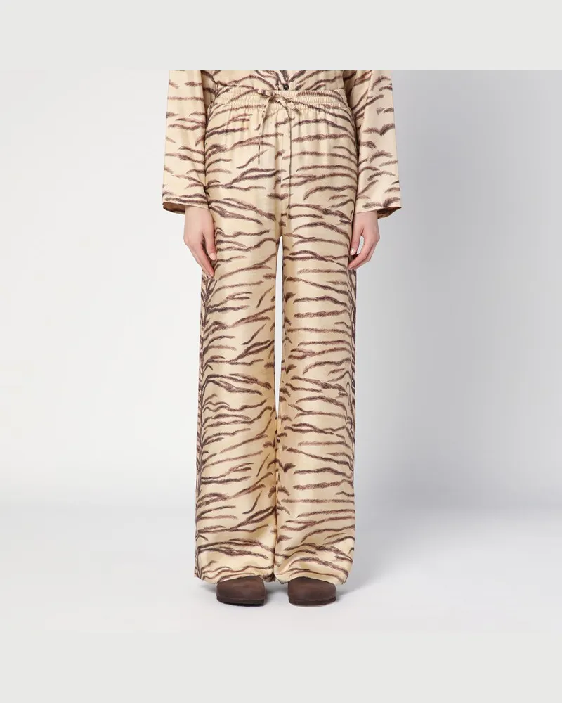 Stella McCartney Seidenhose mit Tiger-Aufdruck Weiß