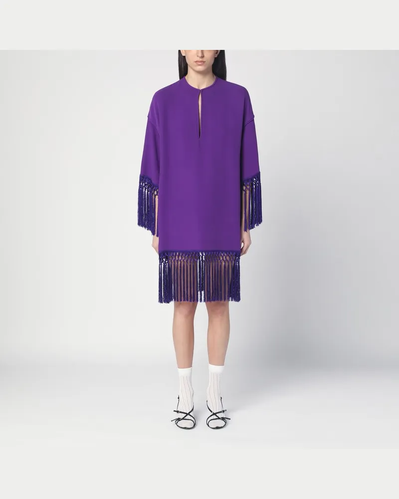 Valentino Garavani Lila Kleid aus Seide mit Fransen Violett
