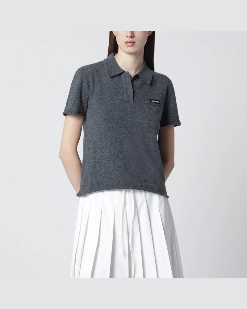 Miu Miu Poloshirt aus Kaschmir in Schiefergrau 