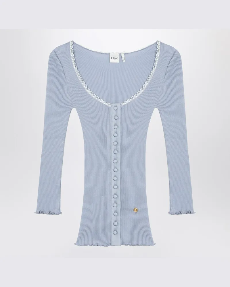 Chloé Hellblauer figurbetonter Baumwoll-Cardigan Blau