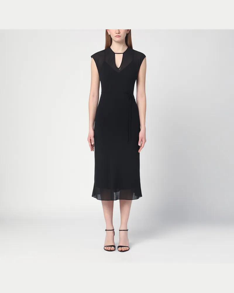 Calvin Klein Schwarzes Midikleid mit Gürtel Black