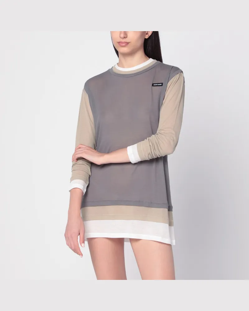 Miu Miu Dreier-Set T-Shirts weiß/Bims/Graphit Mehrfarbig