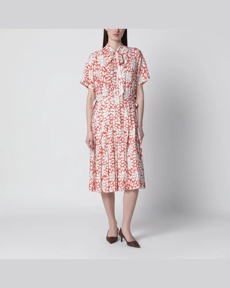 Prada Hemdblusenkleid mit floralem Muster Red