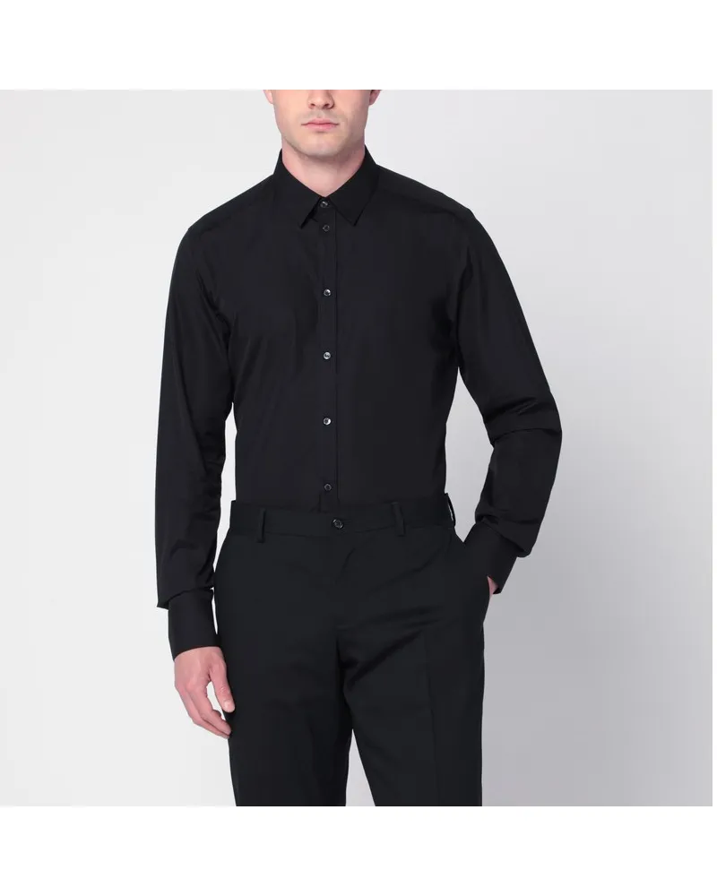 Dolce & Gabbana Schwarzes Baumwollhemd Schwarz