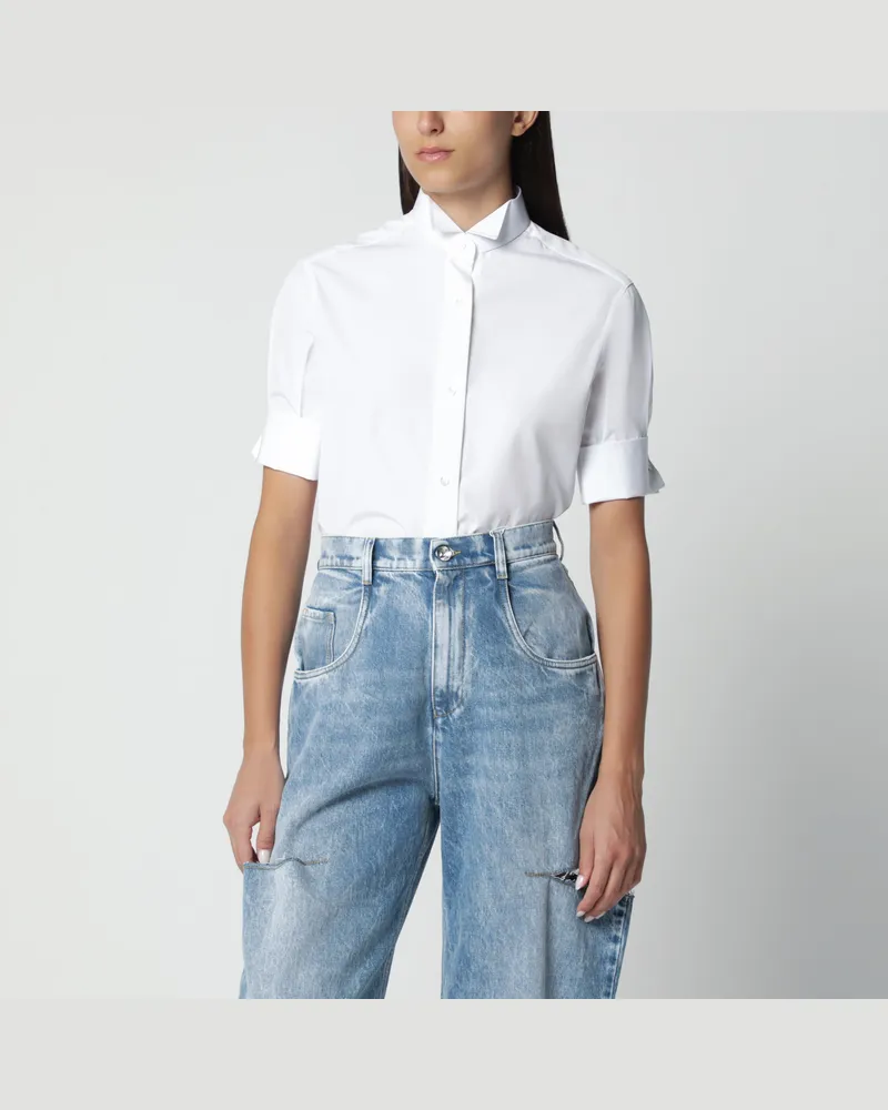 Maison Margiela Short-sleeved shirt in white cotton poplin White