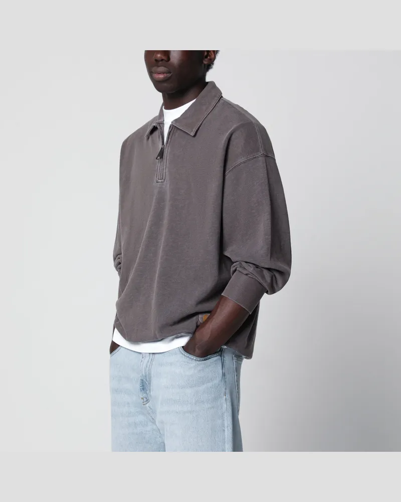 Carhartt WIP Polo Harper aus Baumwolljersey mit Zip in Tabak Brown