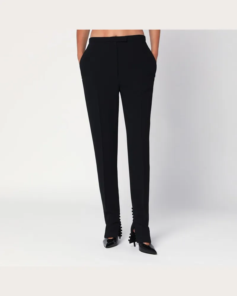 Dries van Noten Schwarze Hose mit Schlitzen und Knöpfen Schwarz