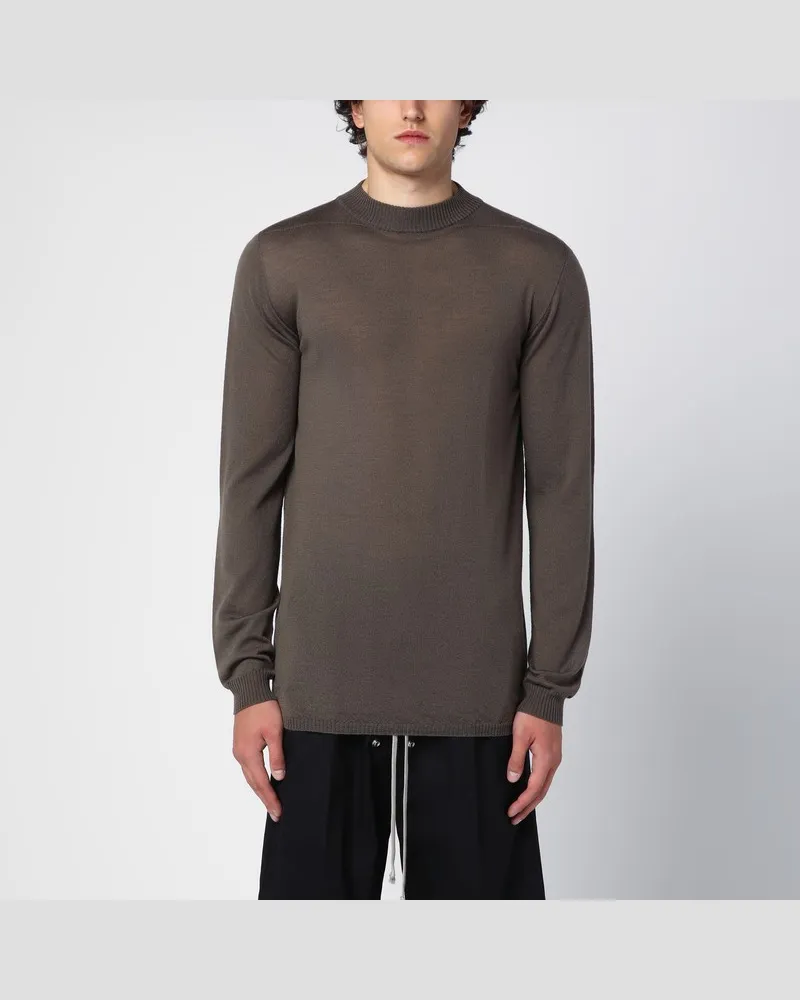 Rick Owens Staubgrauer Pullover mit Rundhalsausschnitt aus Baumwolle Beige
