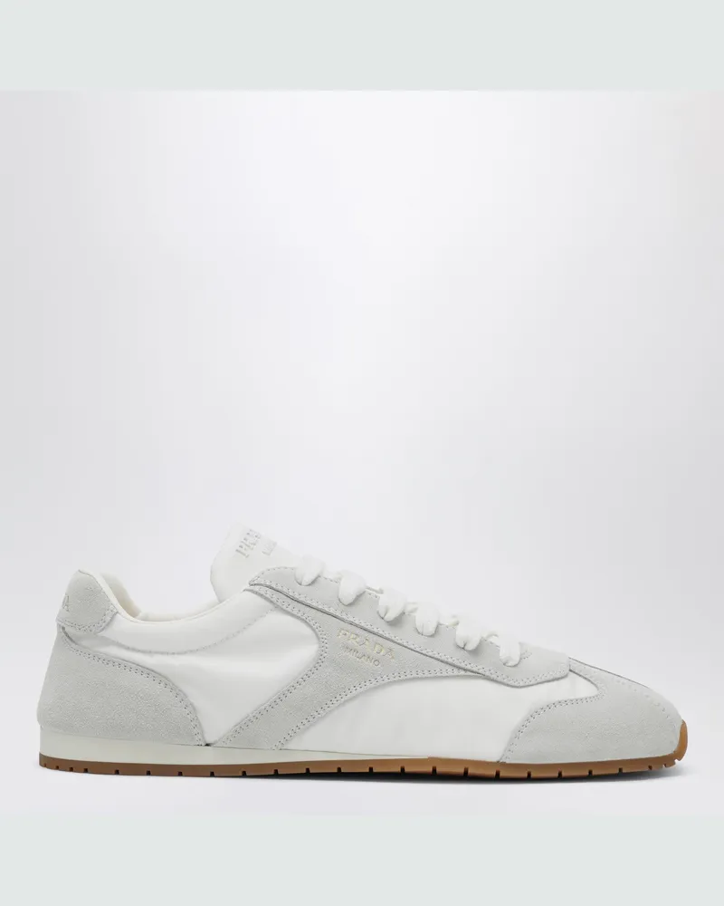 Prada Weiße Sneaker mit Wildleder-Einsätzen White
