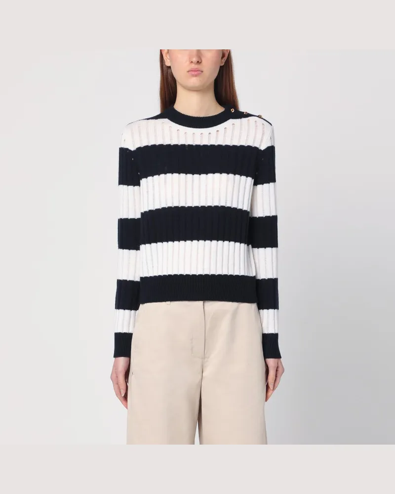 Max Mara Gestreiftes Crop-Top aus Wolle und Kaschmir Beige