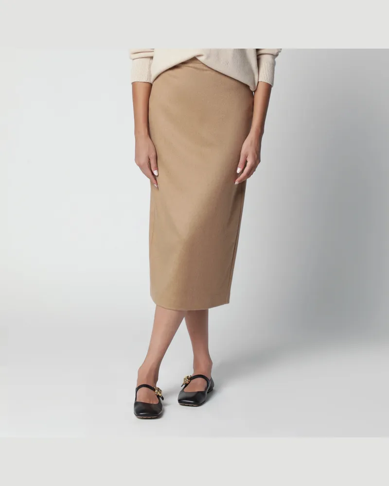 Max Mara Bleistiftrock in gebürstetem Camel Brown