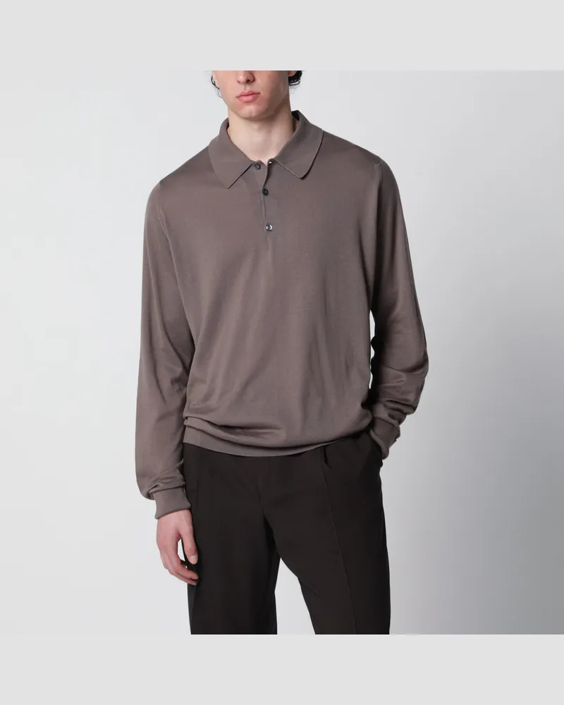 John Smedley Finchley Baumwollpolo in Moosbeige Beige
