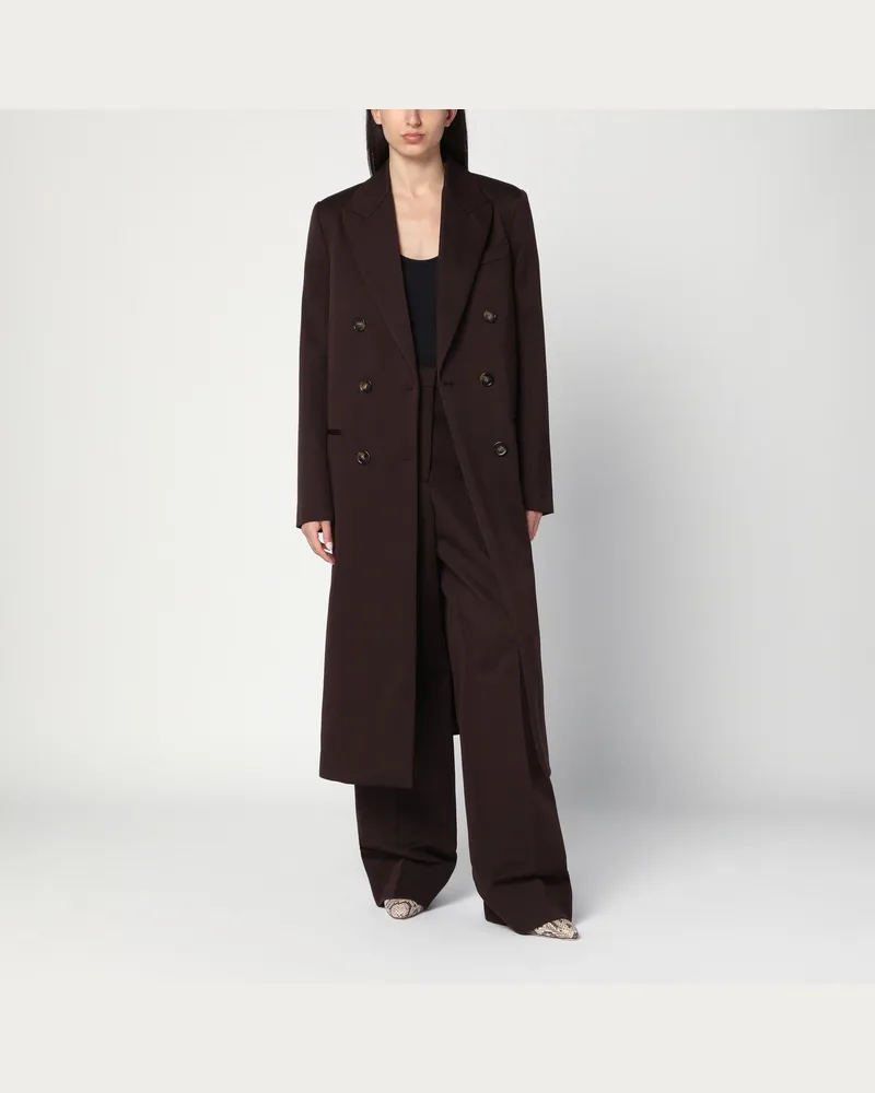 Stella McCartney Doppelreihiger Pflaumen-Wollmantel Brown