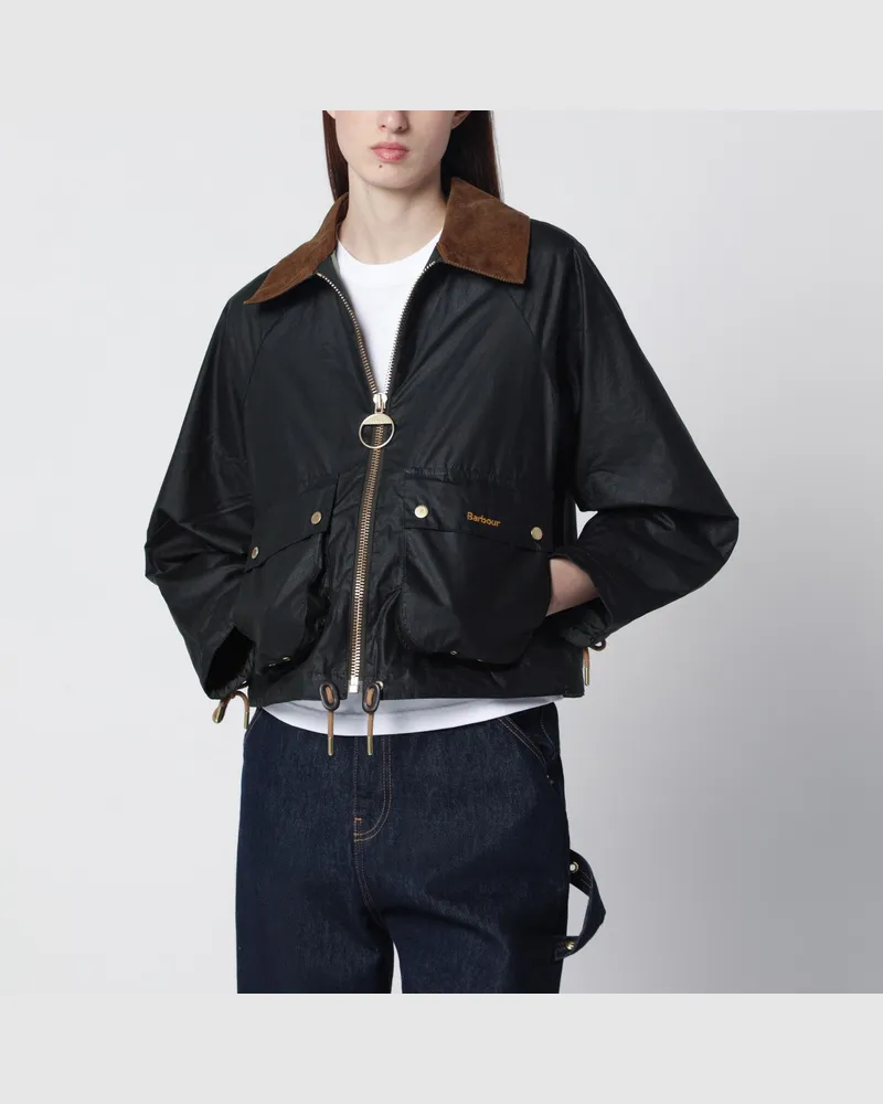 Barbour Marron Jacke grün aus gewachster Baumwolle Blue