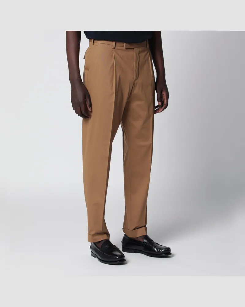 PT TORINO Baumwollhose in Biscuit-Farbe Beige