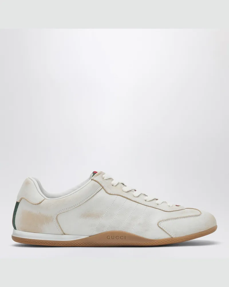 Gucci Shift Sneakers aus weißem Leder mit Dé lavé-Effekt White