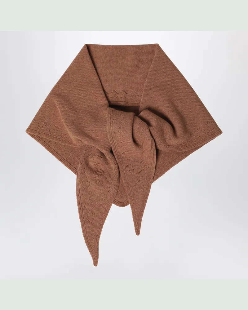 Chloé Ikonischer Dreiecksschal aus Kamelwolle Beige
