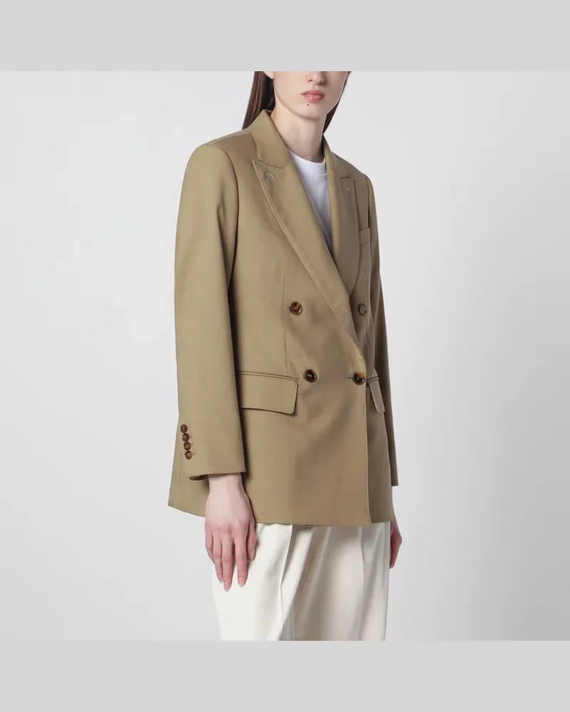 Max Mara Camelfarbene doppelreihige Jacke aus Wollmischung Beige