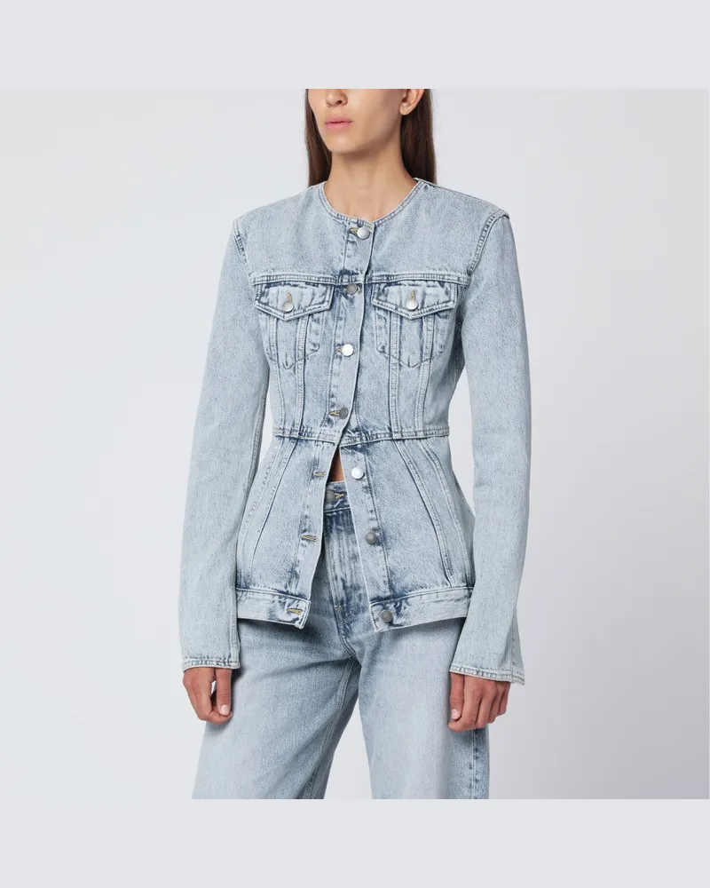 Haikure Tempel Authentische blaue Jeansjacke Grau