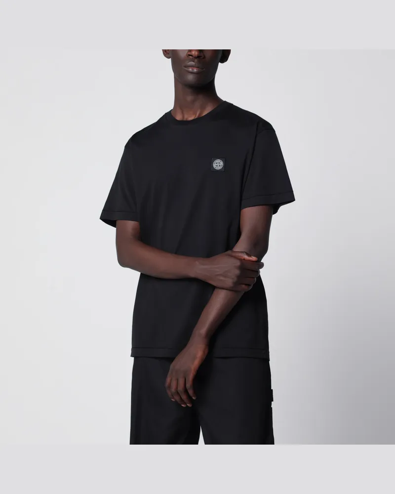 Stone Island Schwarzes Slim-Fit T-Shirt aus Baumwolle Black