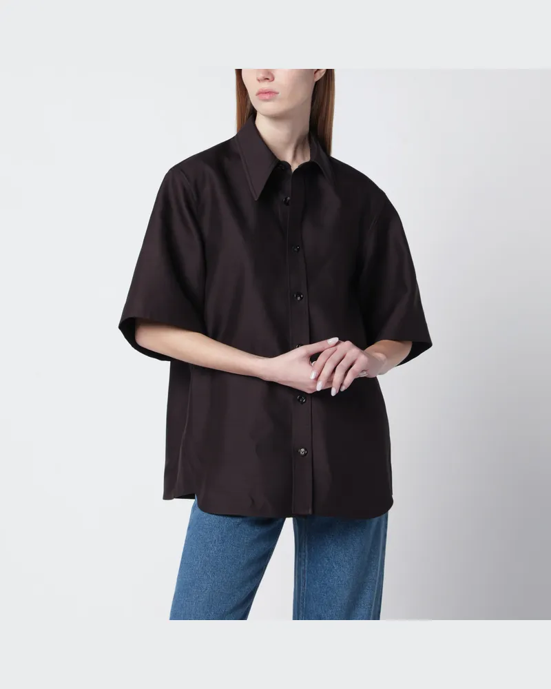 Bottega Veneta Hemd aus Woll- und Seiden-Twill Brown