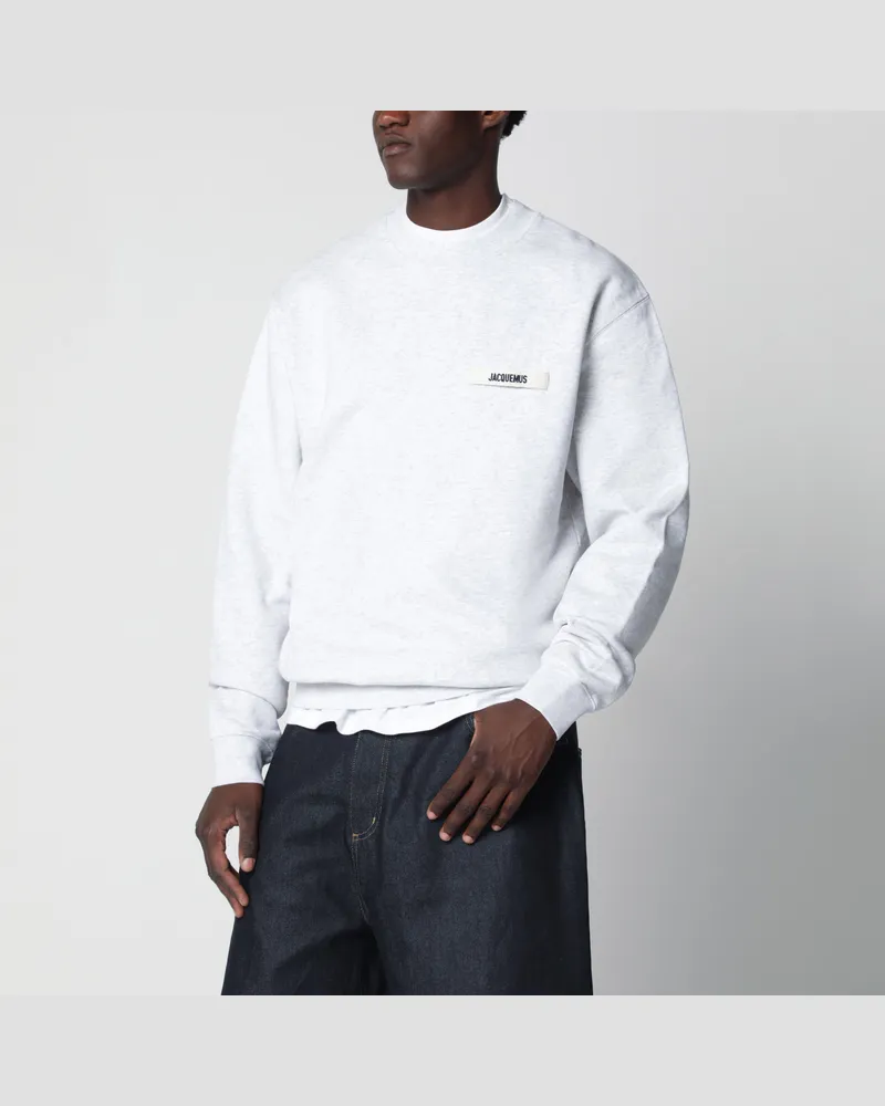 Jacquemus Graues Sweatshirt mit Rundhalsausschnitt und Grosgrain-Logo Grey