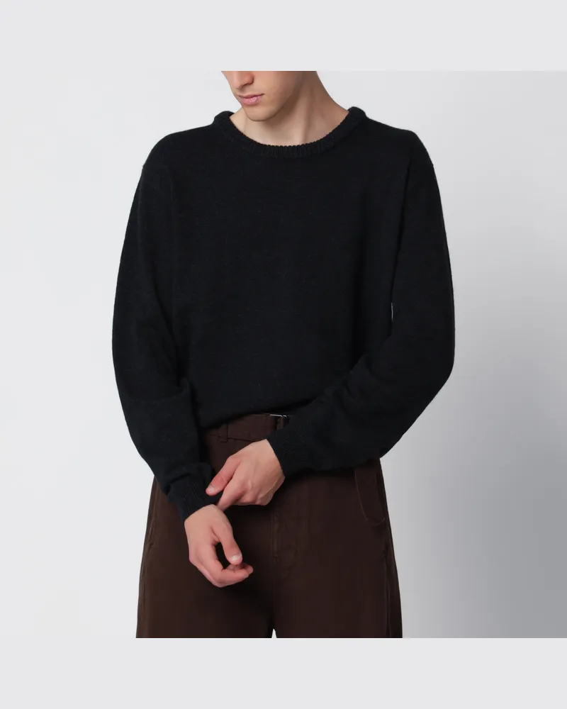 Christophe Lemaire Dunkelgrauer Rundhalspullover aus Alpakawollmix Black