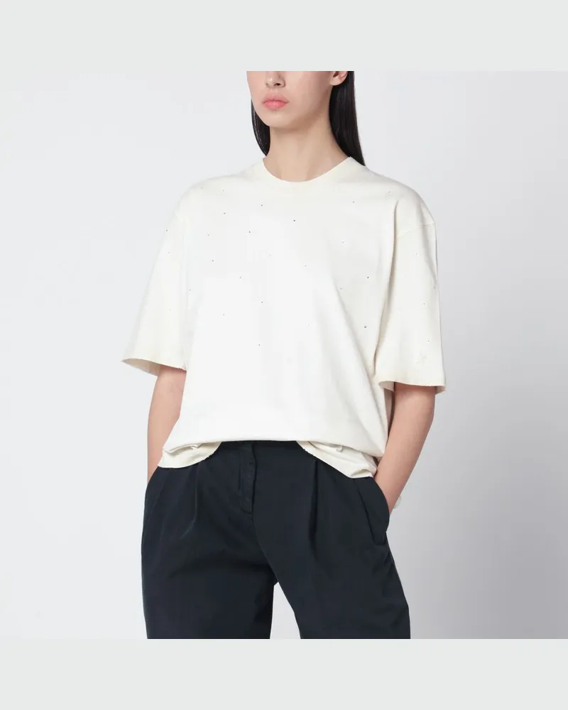 Golden Goose Weißes Vintage-Baumwoll-T-Shirt Star Weiß