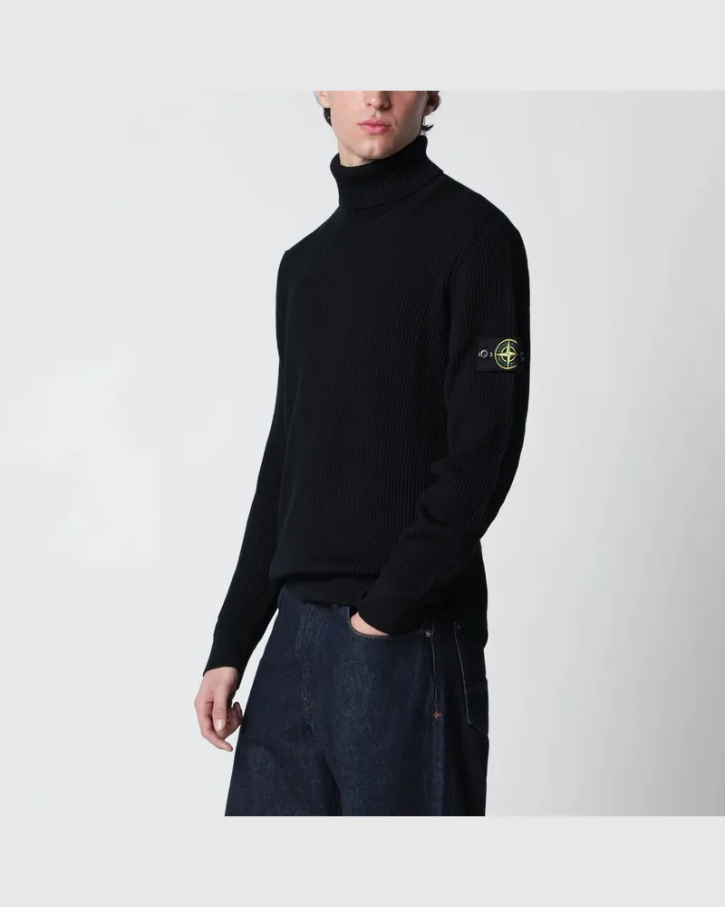 Stone Island Navyblauer Rollkragenpullover mit regulärer Passform Blau
