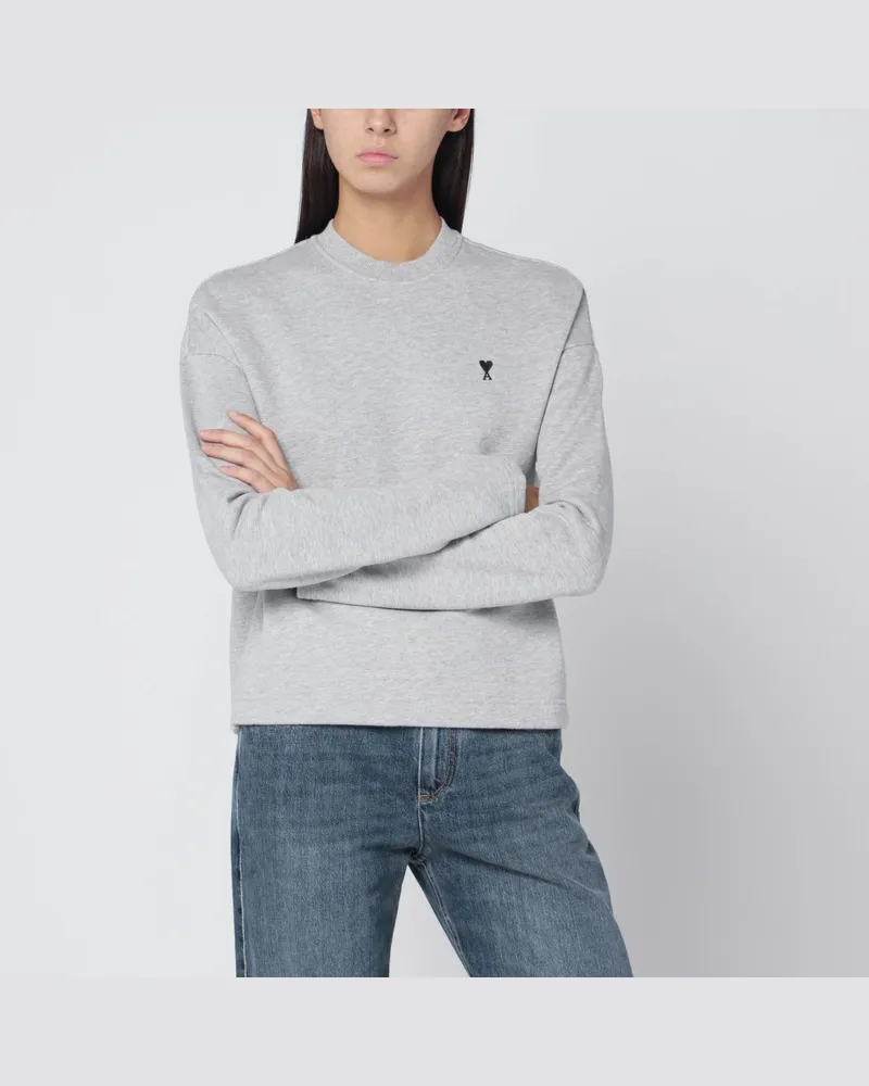 AMI Paris Graues Ami De Coeur Sweatshirt Hellblau