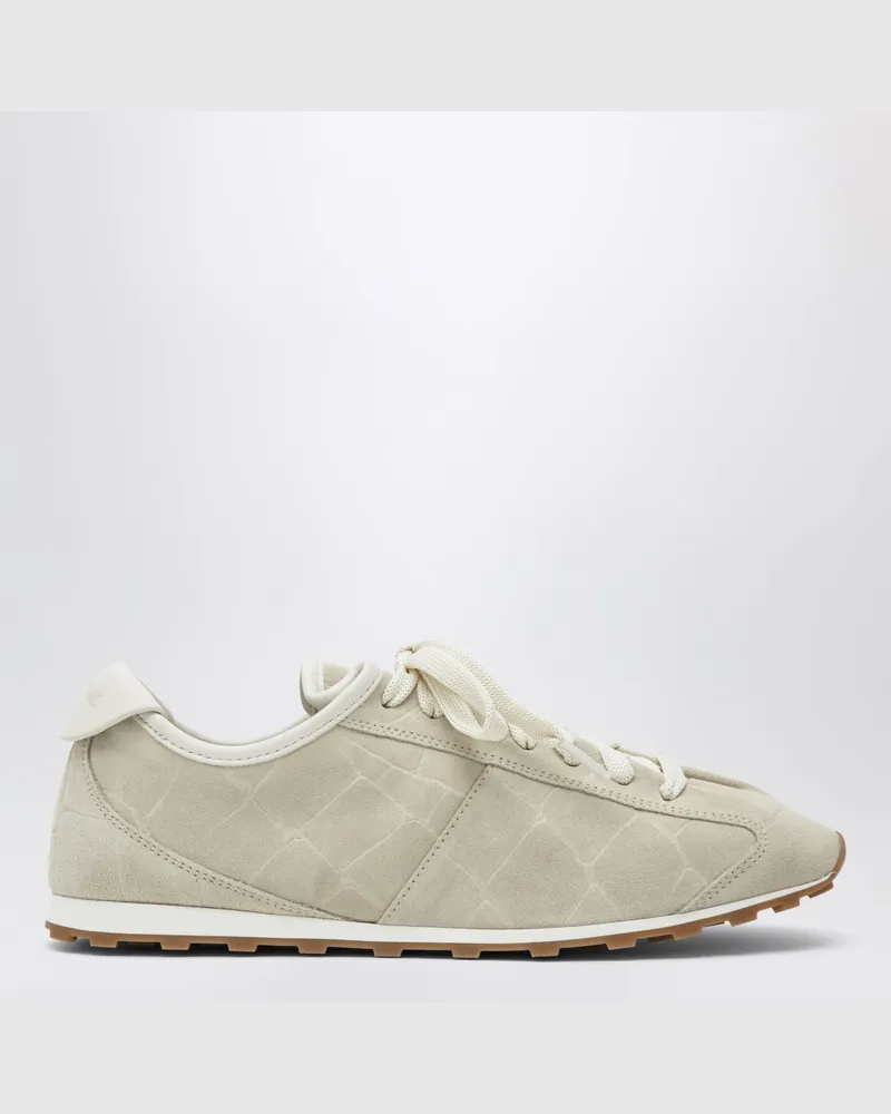 Jacquemus Tennis Sneaker aus geprägtem Wildleder in Elfenbein White