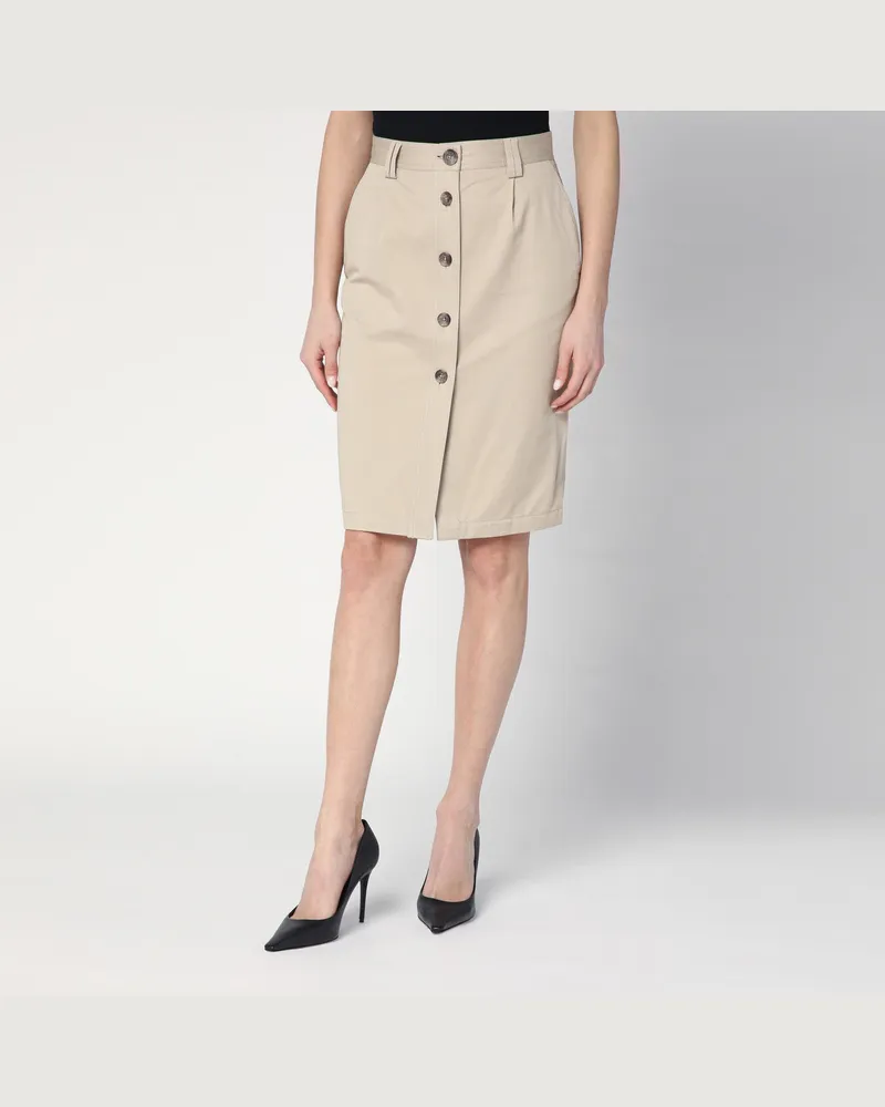 Anine Bing Beiger Bleistiftrock mit Knöpfen Beige