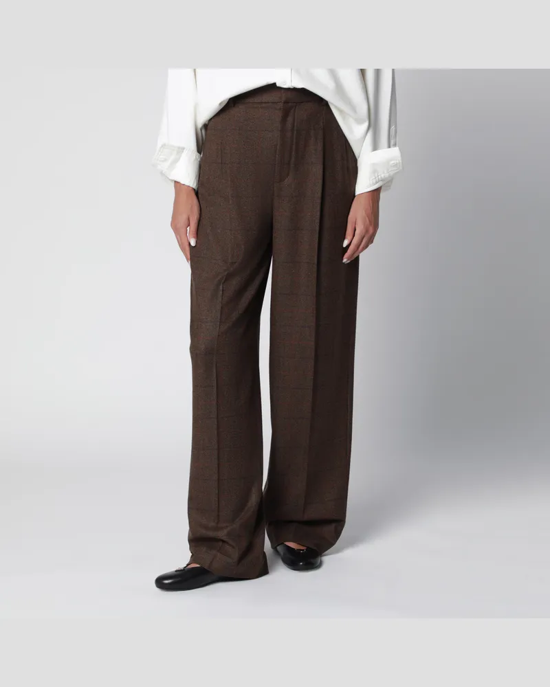 Loro Piana Braune Hose mit Karomuster aus Wolle und Kaschmir Multicolor