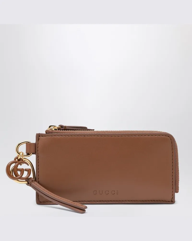 Gucci Brauner Kartenhalter mit GG-Anhänger 