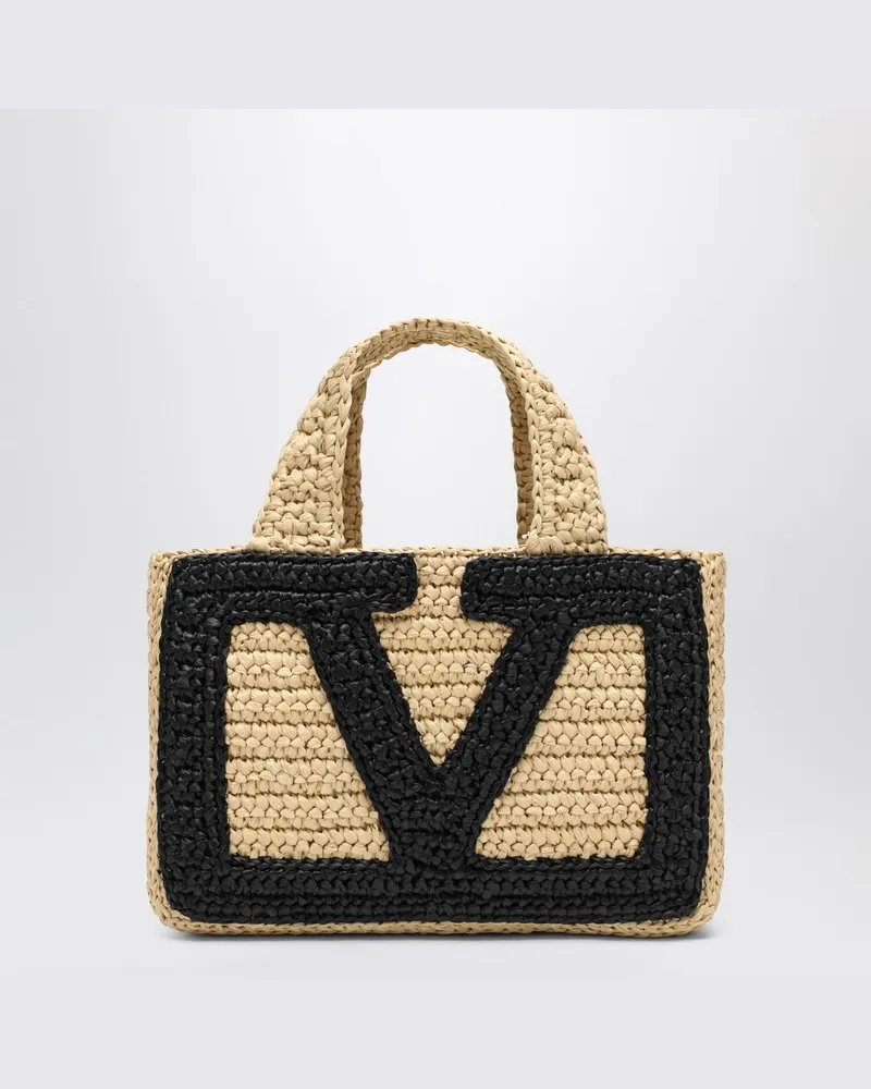 Valentino Garavani Viva Superstar Crochet kleine Tasche natur/schwarz Beige