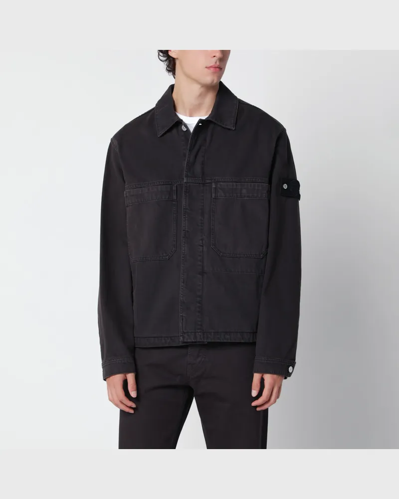 Stone Island Dunkelburgunderfarbene, leichte Jeans-Coachjacke Burgundy