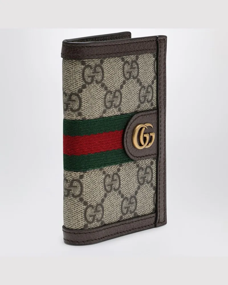 Gucci Kreditkartenetui Ophidia aus GG-Supreme-Stoff beige/ebenholz 