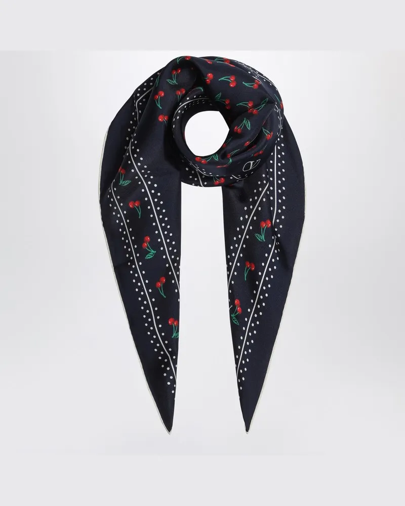 Valentino Garavani Cherryfic Halstuch aus Seide Blau
