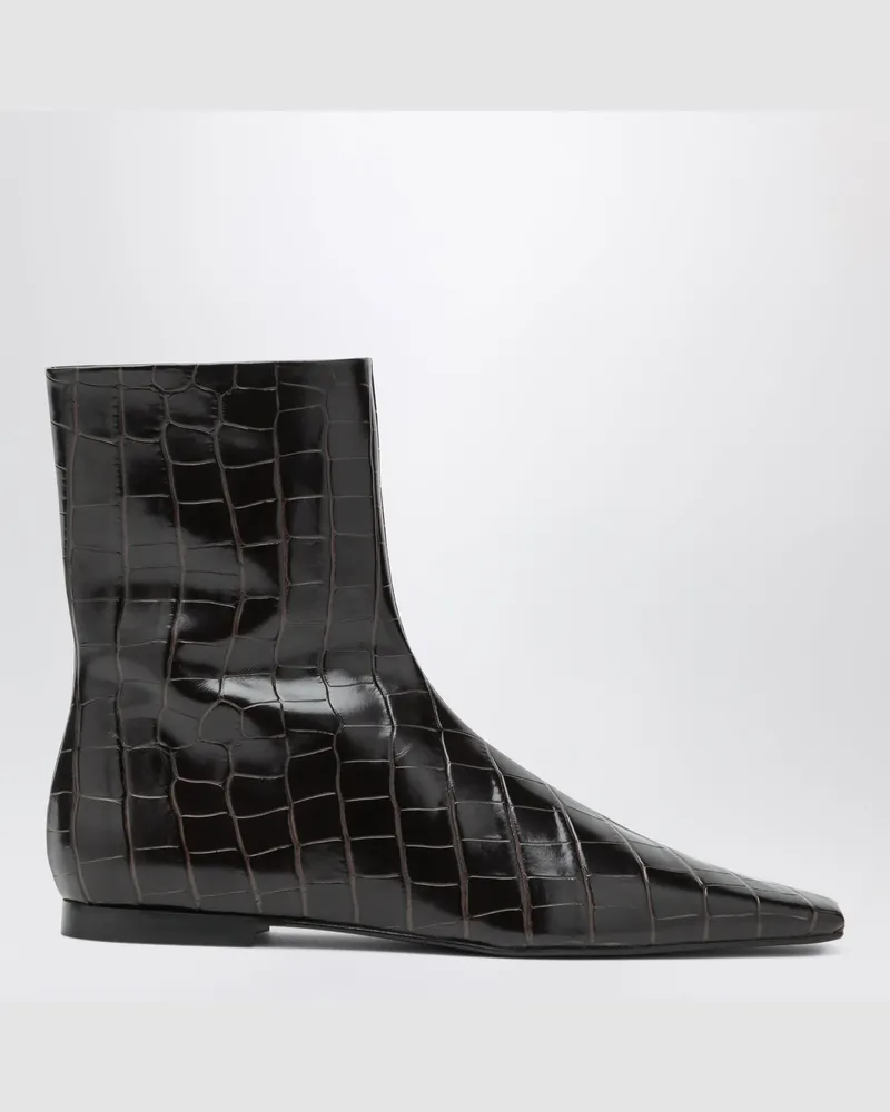 Totême Braune Chelsea-Stiefel aus Leder mit Krokodilprägung und Reißverschluss Brown